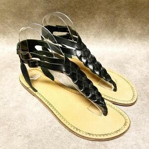 Ecote Womens   Size 7 Black  Thong Slingback Sandals